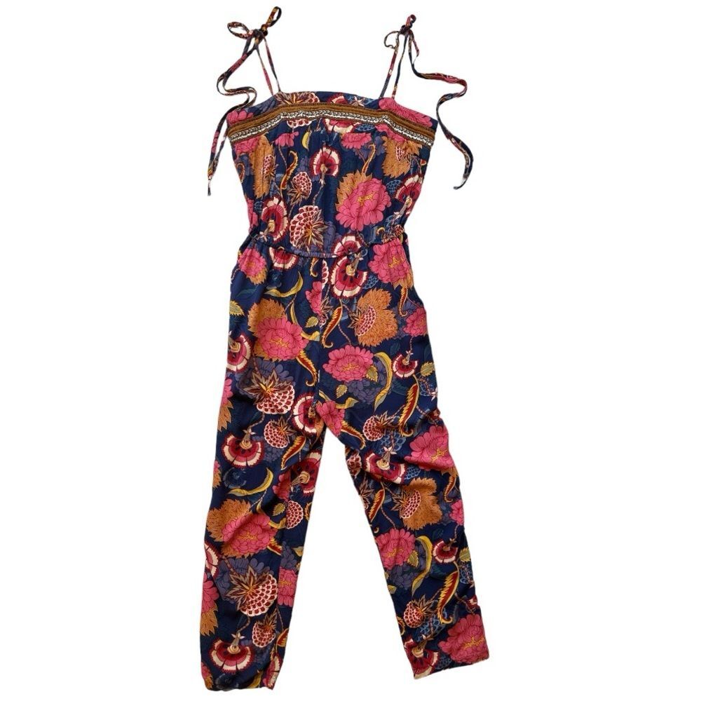 JAASE Colorful Lightweight Embroidered Floral Tropical Jumpsuit Size Small